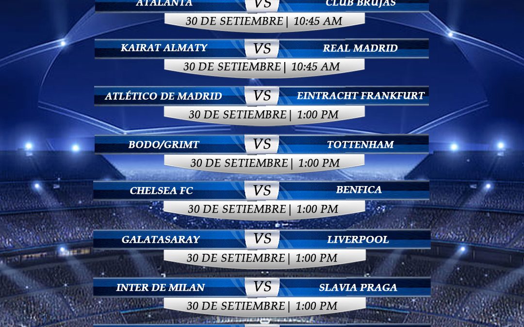 Hoy es martes de CHAMPIONS y acá te traemos los horarios de los partidos